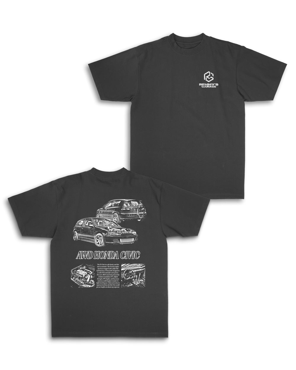 AWD Civic Tee- Faded Black