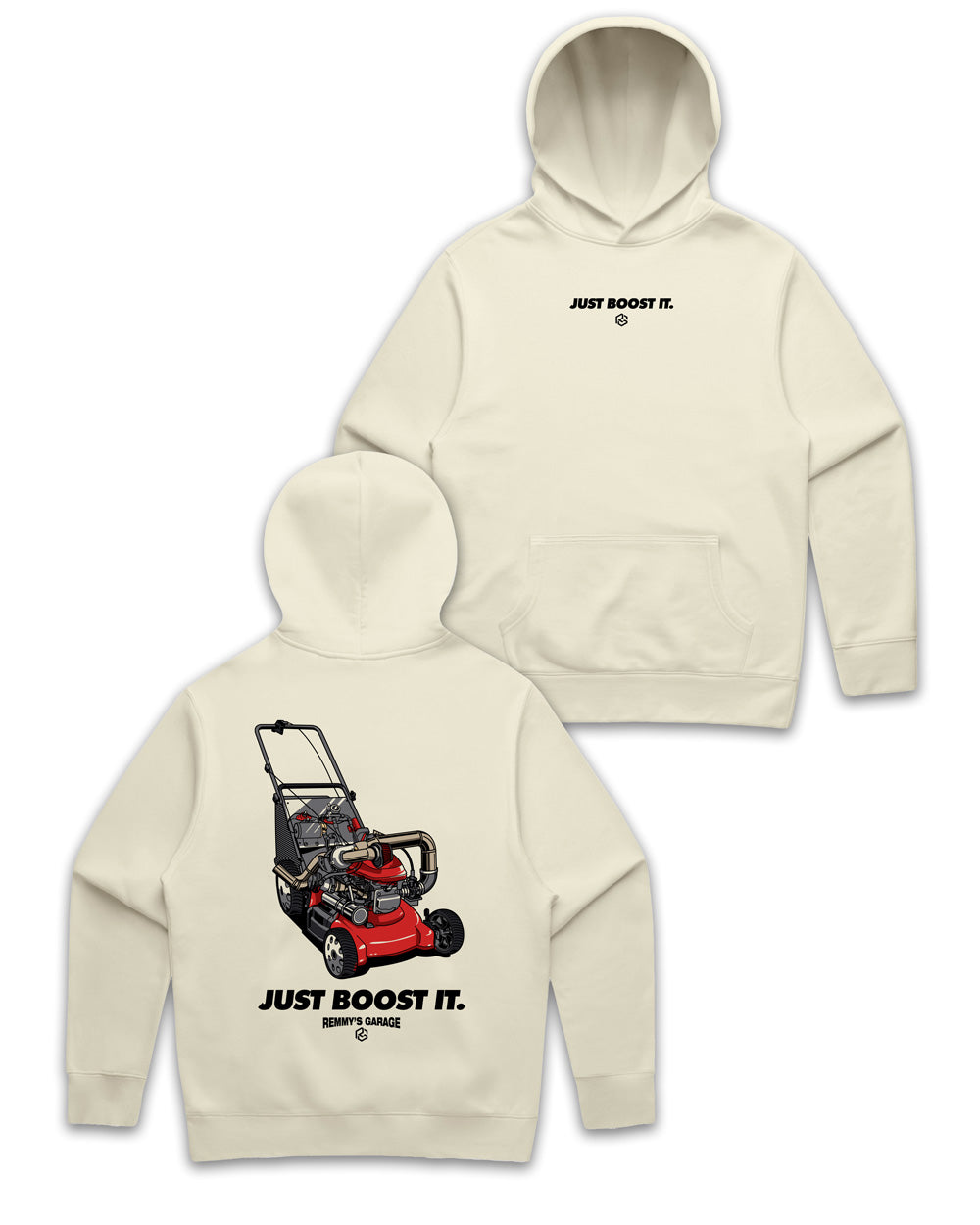 Boosted Lawnmower Hoodie- Bone